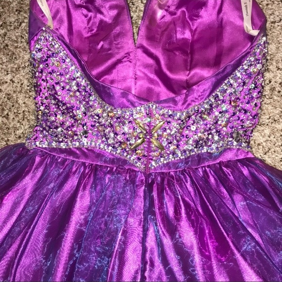 Purple Halter Neck Prom Dress - Picture 3 of 5